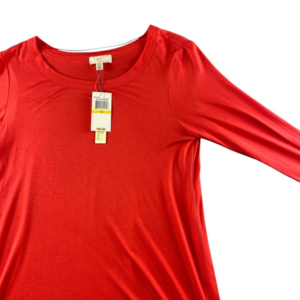 NWT Cupio Wild Strawberry Red Long Sleeve High‎ Low Tunic Top H47567 Mens M